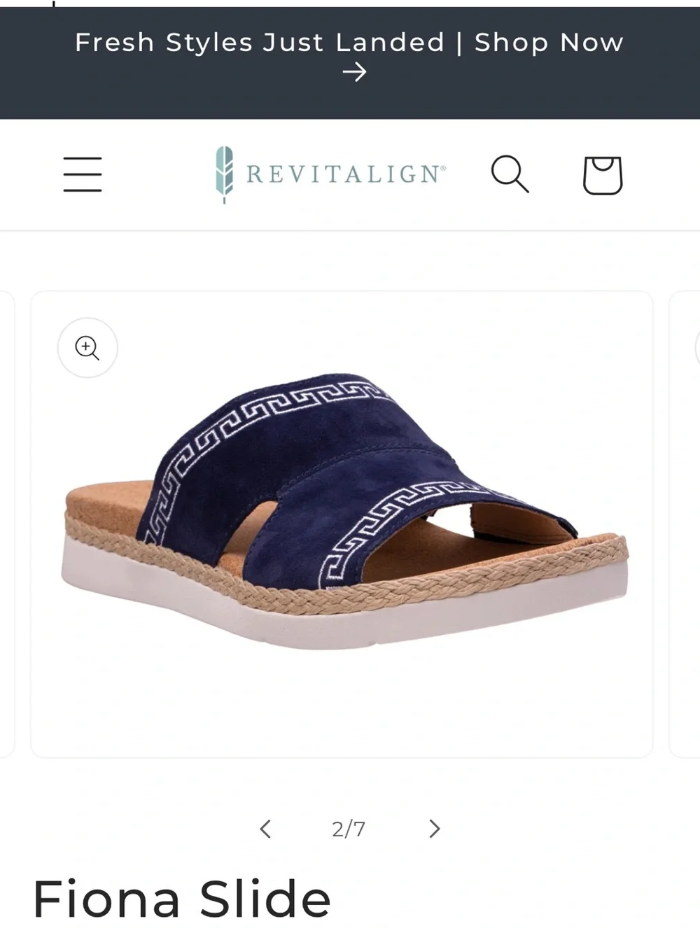 REVITALIGN Women's Size 9D Fiona Slide Sandal In Peacoat (Navy Blue) New In Box